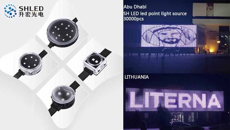 000 DMX rgb pikselin johtamaa julkisivun valaistusta
